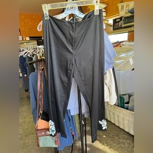 Unique Beaded Black Pants. Design at the ankles. Not sure if they are cropped.